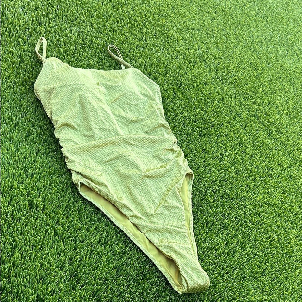 Light Green Ribbed One-Piece Swimsuit - Women